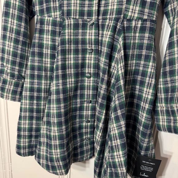 Lulu’s NWT Autumnal Attitude Navy Blue Plaid Skater‎ Mini Dress With Pockets S - Picture 6 of 16